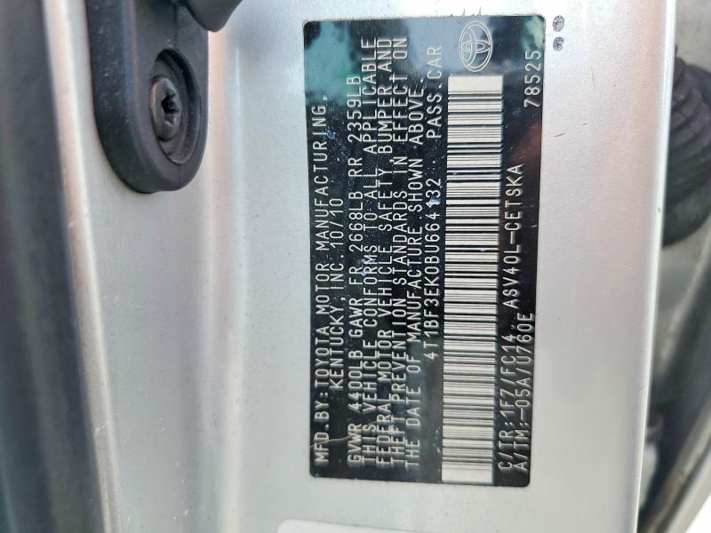 Aukcja sprzedaży 2011 Toyota Camry, vin: 4T1BF3EK0BU664132, numer aukcji: 62385656