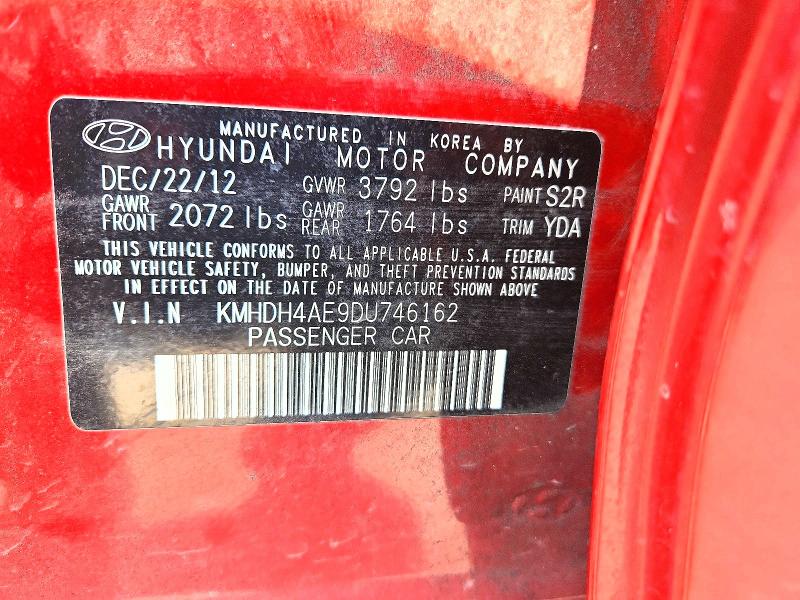 Продажа на аукционе авто 2013 Hyundai Elantra, vin: KMHDH4AE9DU746162, номер лота: 60058176