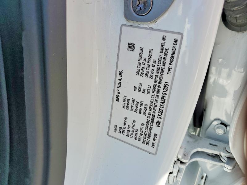 Продажа на аукционе авто 2023 Tesla Model 3, vin: 5YJ3E1EA3PF513051, номер лота: 58998056