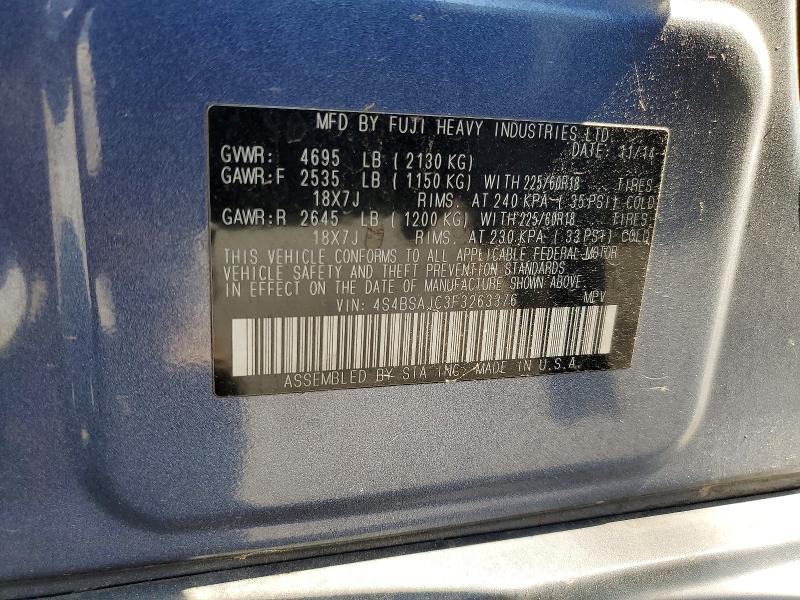 Aukcja sprzedaży 2015 Subaru Outback, vin: 4S4BSAJC3F3263376, numer aukcji: 61598726