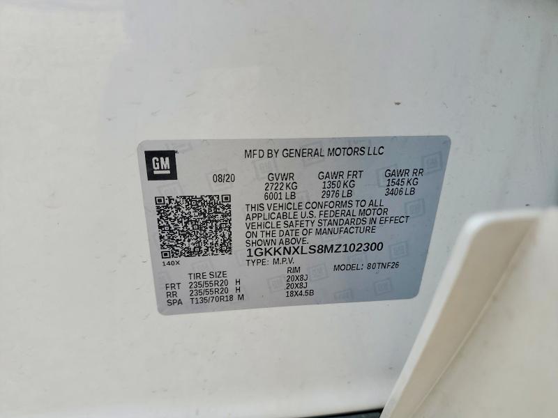 Aukcja sprzedaży 2021 Gmc Acadia, vin: 1GKKNXLS8MZ102300, numer aukcji: 62560216
