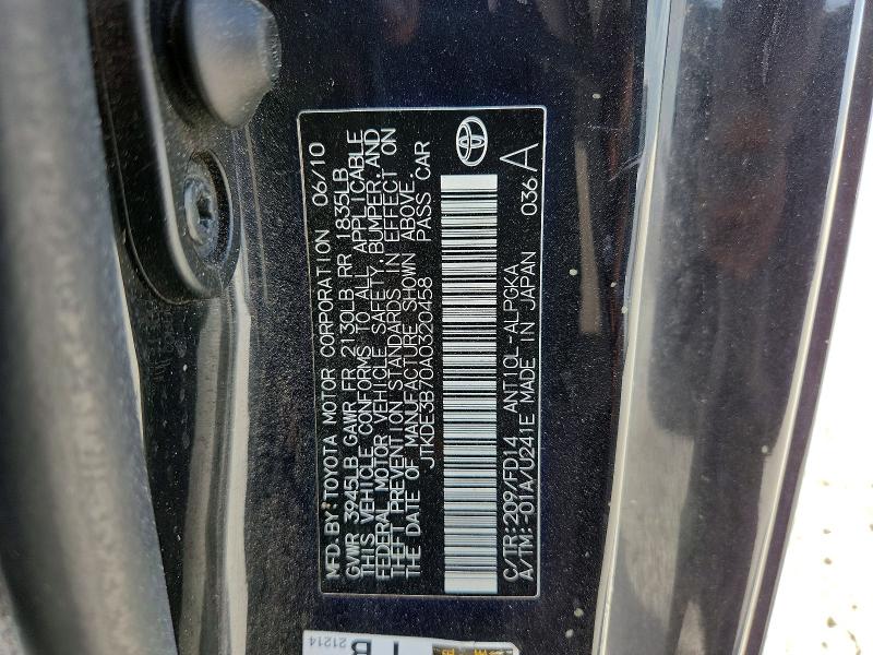 Aukcja sprzedaży 2010 Scion Tc, vin: JTKDE3B70A0320458, numer aukcji: 63231776