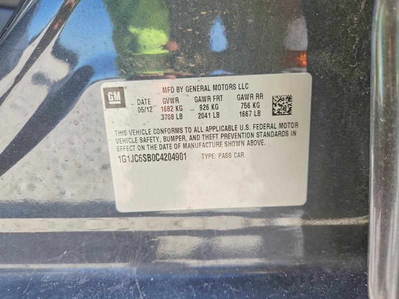 Продажа на аукционе авто 2012 Chevrolet Sonic, vin: 1G1JC6SB0C4204901, номер лота: 60403416