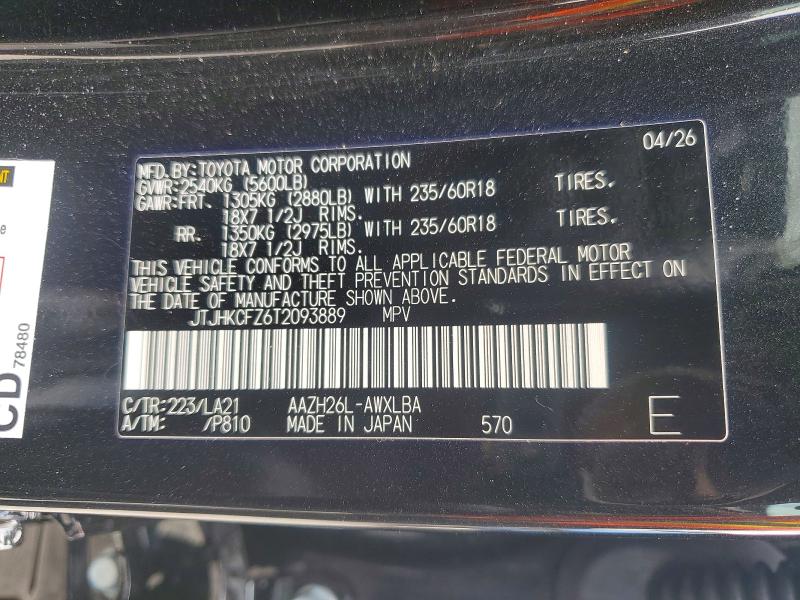 Aukcja sprzedaży 2026 Lexus Nx 450h+, vin: JTJHKCFZ6T2093889, numer aukcji: 60452276