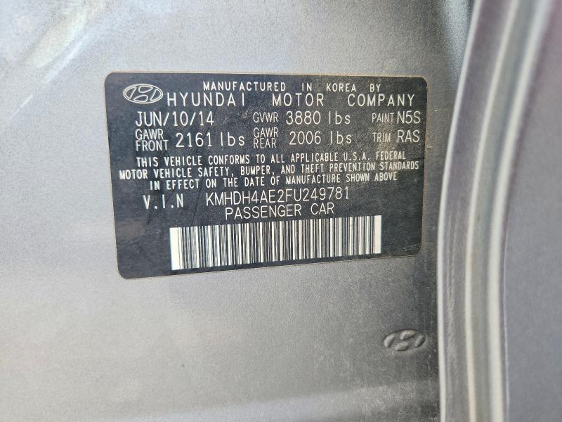 62091056 :رقم المزاد ، KMHDH4AE2FU249781 vin ، 2015 Hyundai Elantra مزاد بيع