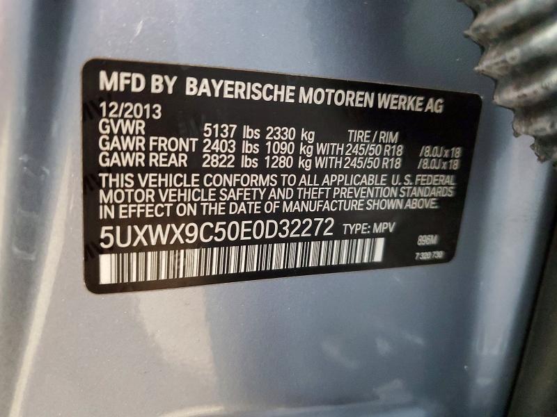62468126 :رقم المزاد ، 5UXWX9C50E0D32272 vin ، 2014 Bmw X3 مزاد بيع