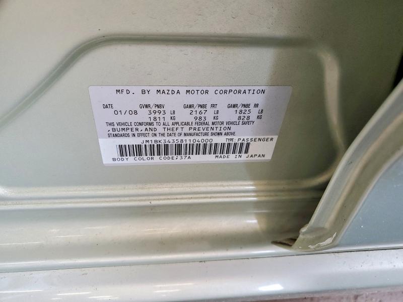 Aukcja sprzedaży 2008 Mazda 3, vin: JM1BK343581104000, numer aukcji: 61410066