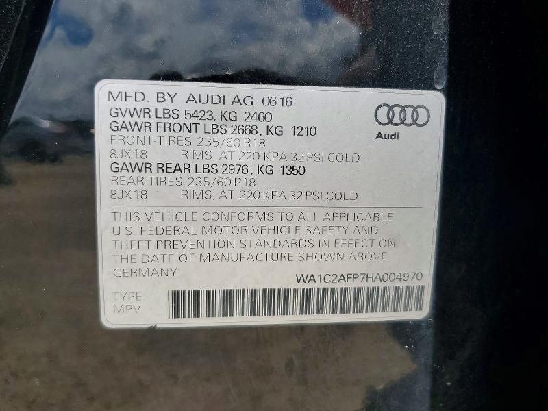 Продажа на аукционе авто 2017 Audi Q5, vin: WA1C2AFP7HA004970, номер лота: 61175196