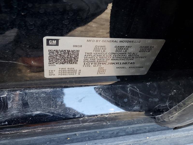 59331726 :رقم المزاد ، 1GYS3HKJ8KR158745 vin ، 2019 Cadillac Escalade مزاد بيع