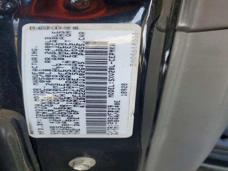 2001 Toyota Camry მანქანა იყიდება აუქციონზე, vin: 4T1BG22K01U102645, აუქციონის ნომერი: 58984376
