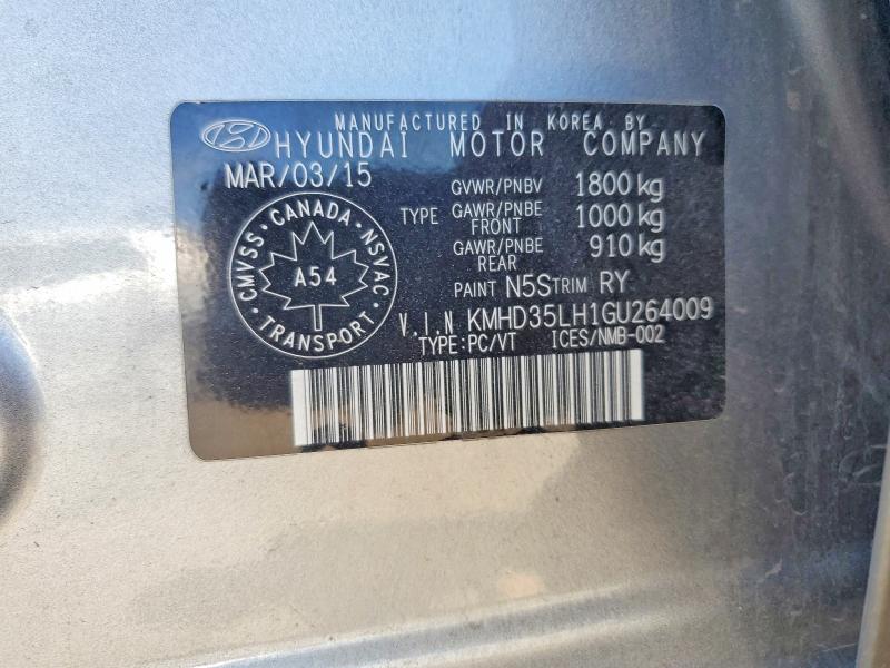 62132386 :رقم المزاد ، KMHD35LH1GU264009 vin ، 2016 Hyundai Elantra Gt مزاد بيع