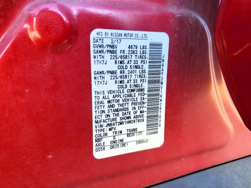 Auction sale of the 2017 Nissan Rogue, vin: JN8AT2MV1HW267609, lot number: 60312526