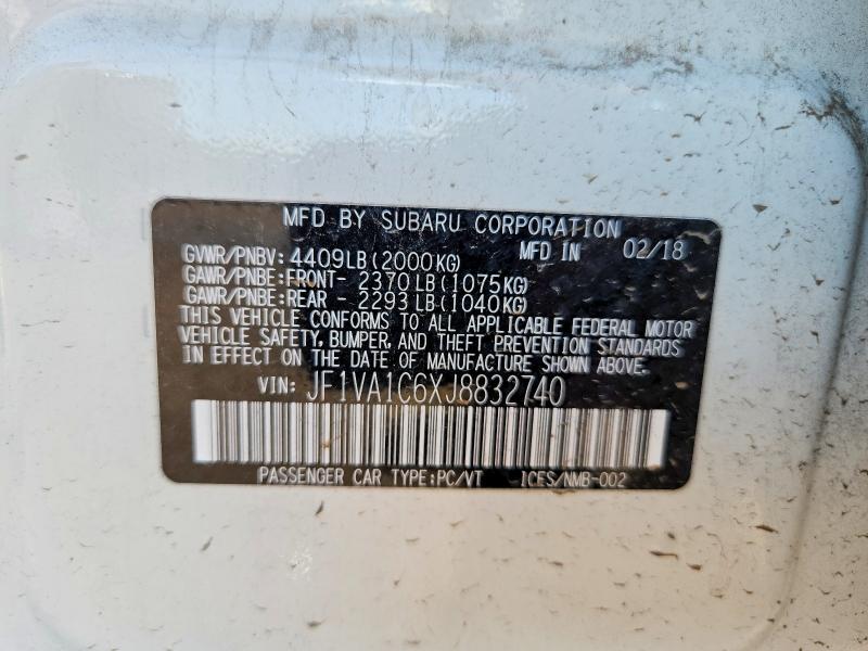 60592316 :رقم المزاد ، JF1VA1C6XJ8832740 vin ، 2018 Subaru Wrx مزاد بيع