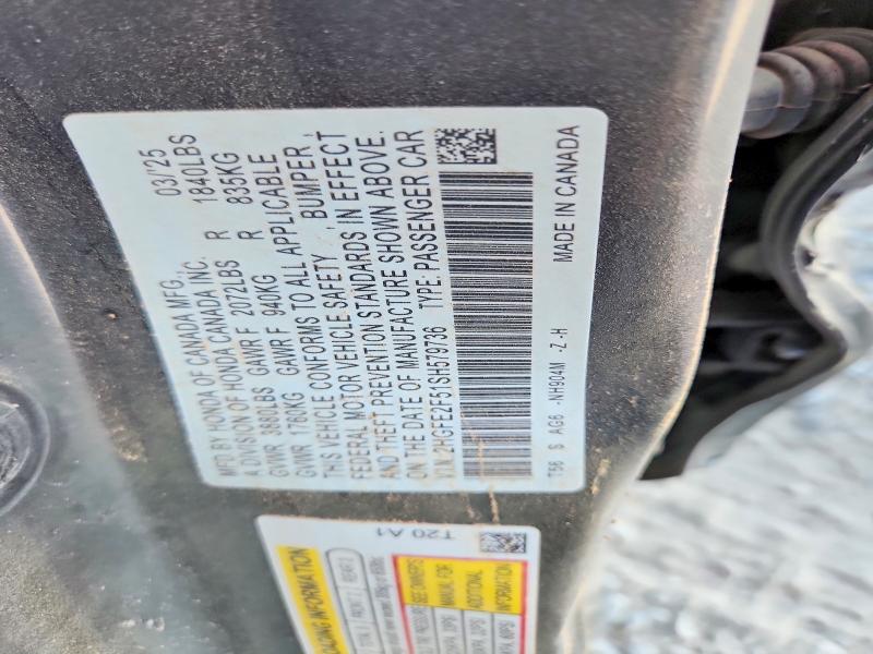 Aukcja sprzedaży 2025 Honda Civic, vin: 2HGFE2F51SH579736, numer aukcji: 61368546