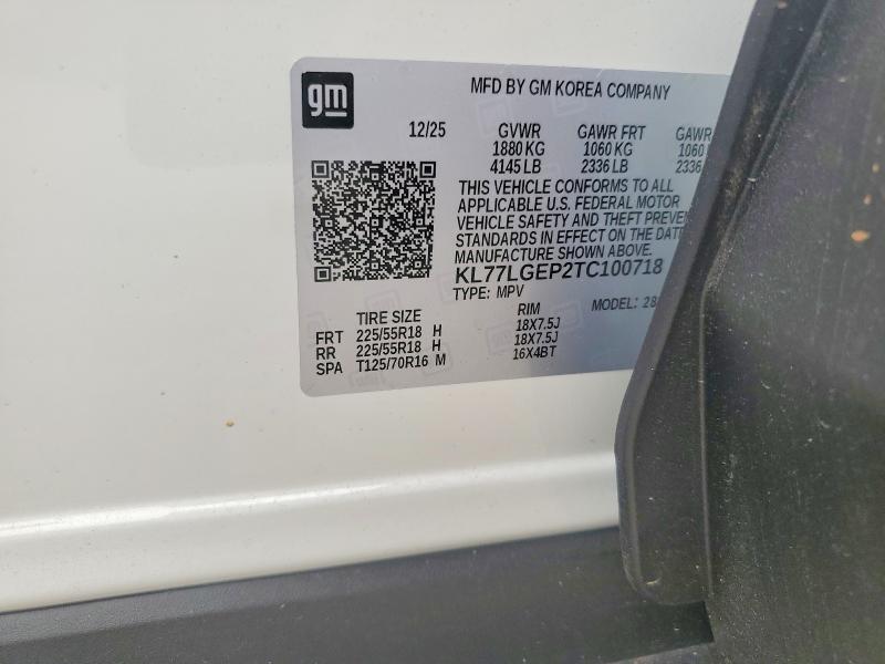 Aukcja sprzedaży 2026 Chevrolet Trax, vin: KL77LGEP2TC100718, numer aukcji: 62107596
