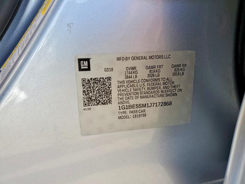 Aukcja sprzedaży 2018 Chevrolet Cruze, vin: 1G1BE5SM1J7172868, numer aukcji: 63403366