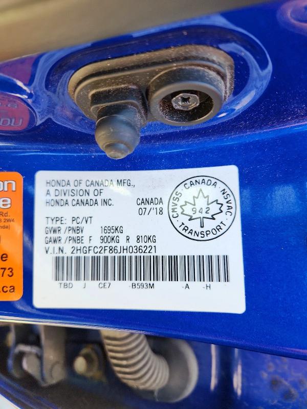 Продажа на аукционе авто 2018 Honda Civic, vin: 2HGFC2F86JH036221, номер лота: 85460275