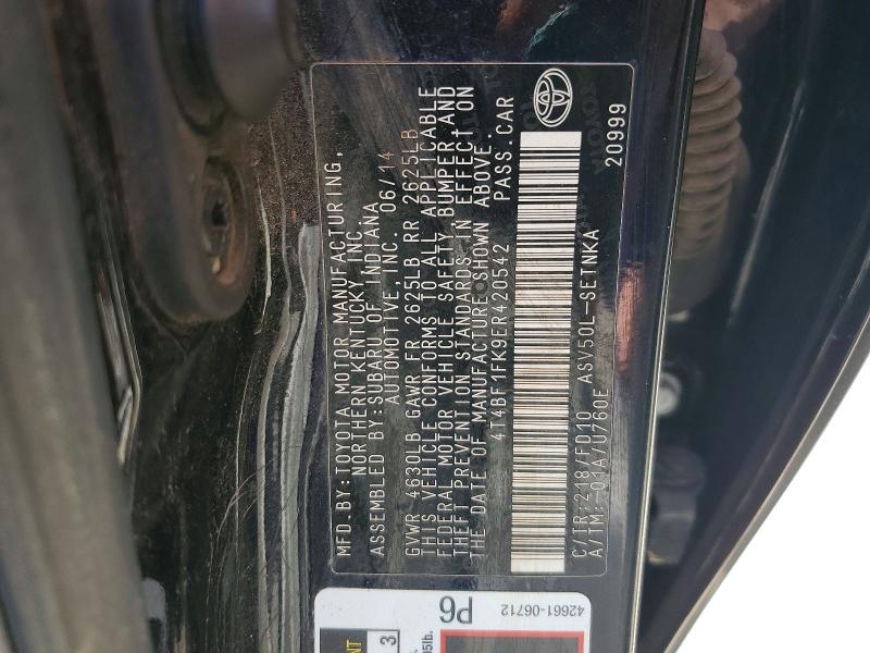 Продаж на аукціоні авто 2014 Toyota Camry, vin: 4T4BF1FK9ER420542, номер лоту: 59246606
