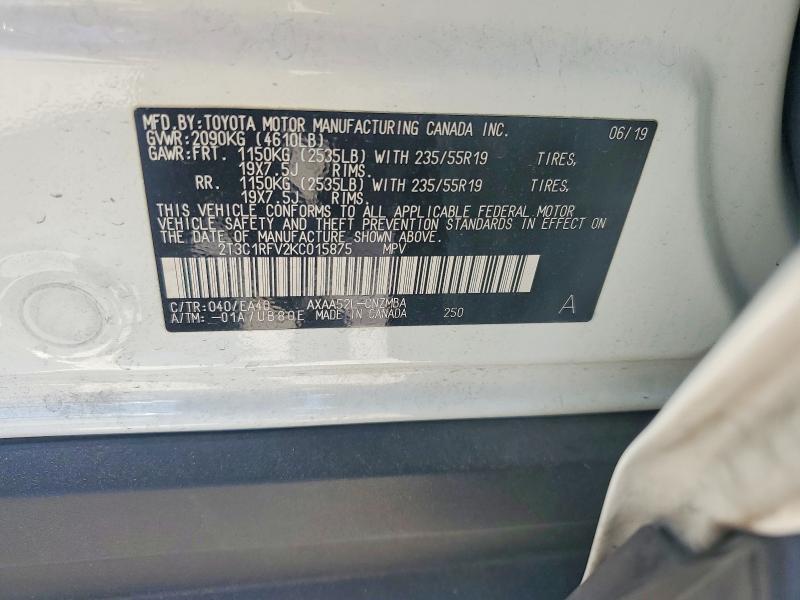 Продаж на аукціоні авто 2019 Toyota Rav4, vin: 2T3C1RFV2KC015875, номер лоту: 62881146