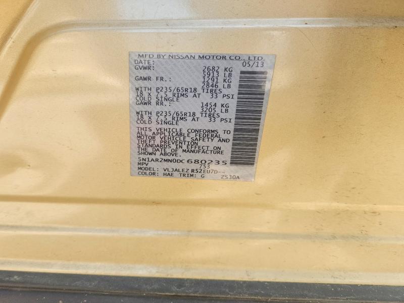 Aukcja sprzedaży 2013 Nissan Pathfinder, vin: 5N1AR2MN0DC680235, numer aukcji: 59962136
