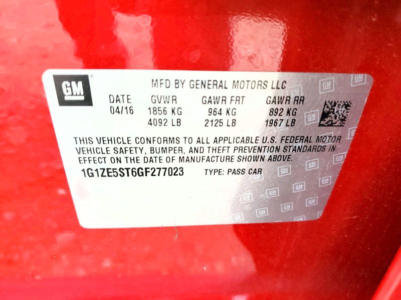 2016 Chevrolet Malibu მანქანა იყიდება აუქციონზე, vin: 1G1ZE5ST6GF277023, აუქციონის ნომერი: 60480746