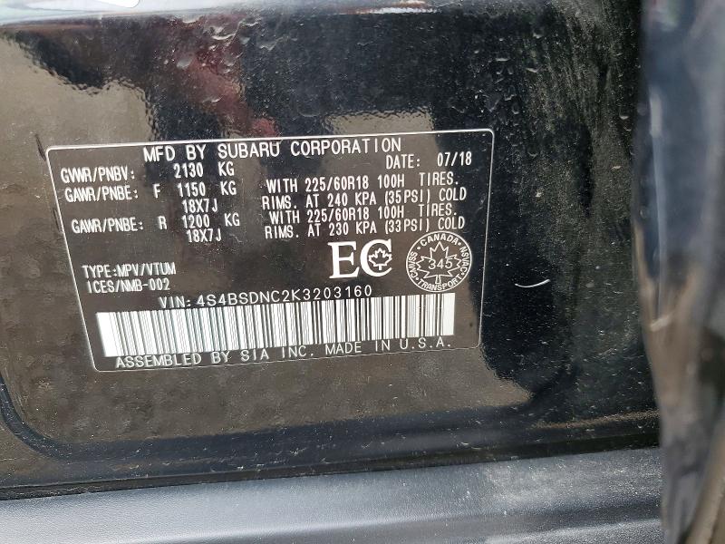Продажа на аукционе авто 2019 Subaru Outback, vin: 4S4BSDNC2K3203160, номер лота: 62265556