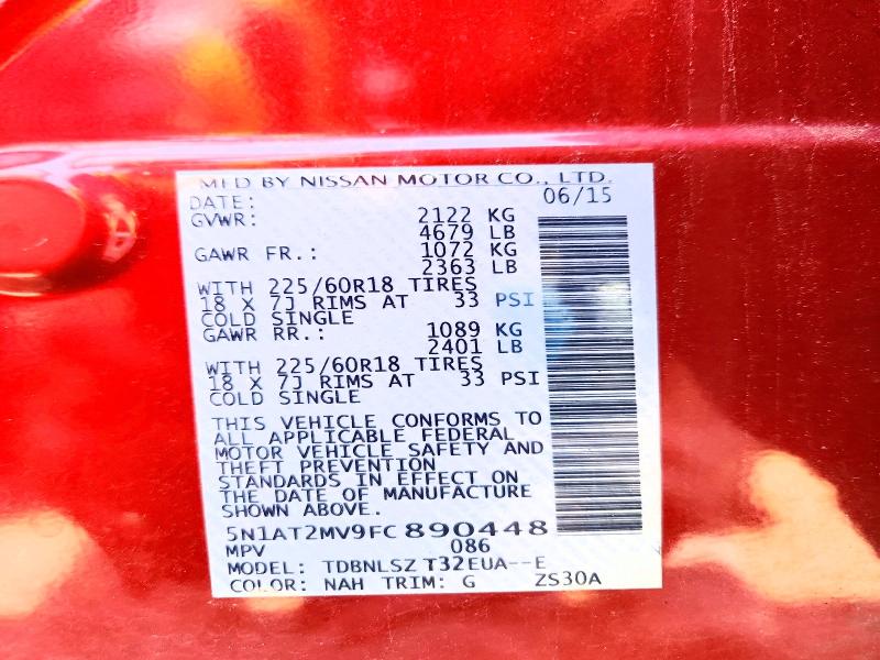 2015 Nissan Rogue მანქანა იყიდება აუქციონზე, vin: 5N1AT2MV9FC890448, აუქციონის ნომერი: 60034996
