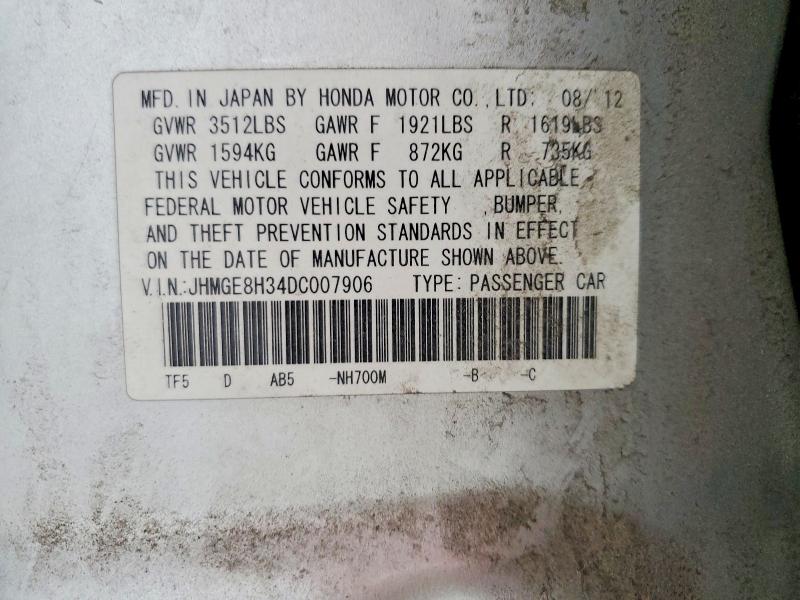 60676676 :رقم المزاد ، JHMGE8H34DC007906 vin ، 2013 Honda Fit مزاد بيع