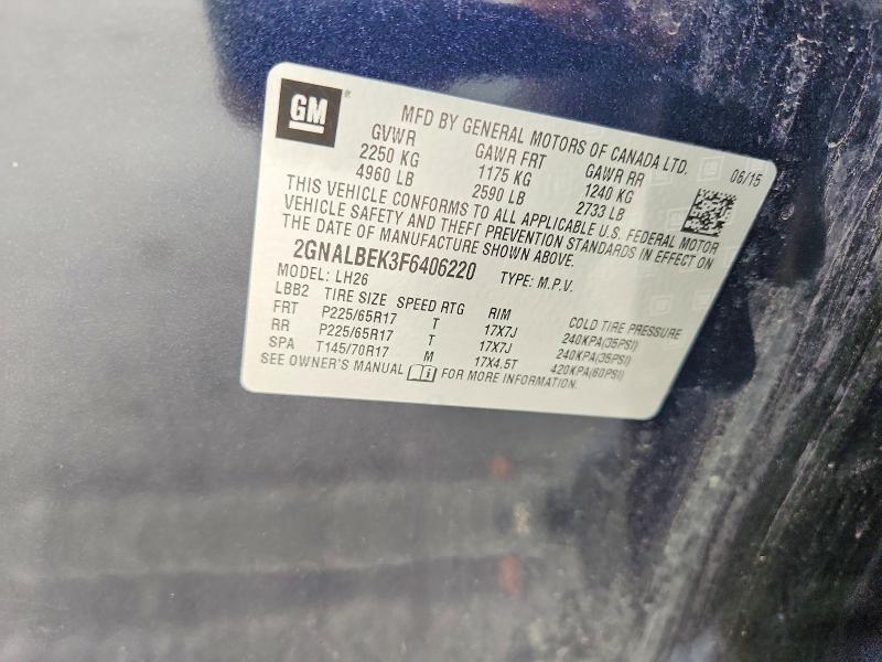 Aukcja sprzedaży 2015 Chevrolet Equinox, vin: 2GNALBEK3F6406220, numer aukcji: 60526946