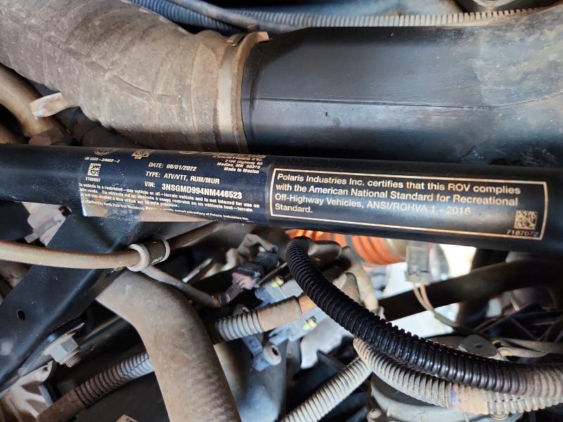 2022 Polaris General მანქანა იყიდება აუქციონზე, vin: 3NSGMD994NM446523, აუქციონის ნომერი: 62253646