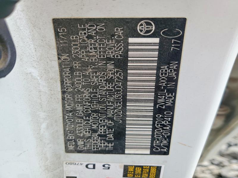 61765556 :رقم المزاد ، JTDZN3EU3GJ047257 vin ، 2016 Toyota Prius V مزاد بيع