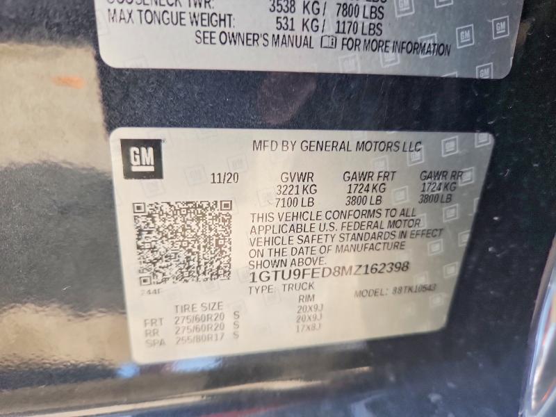 Aukcja sprzedaży 2021 Gmc Sierra, vin: 1GTU9FED8MZ162398, numer aukcji: 62418106