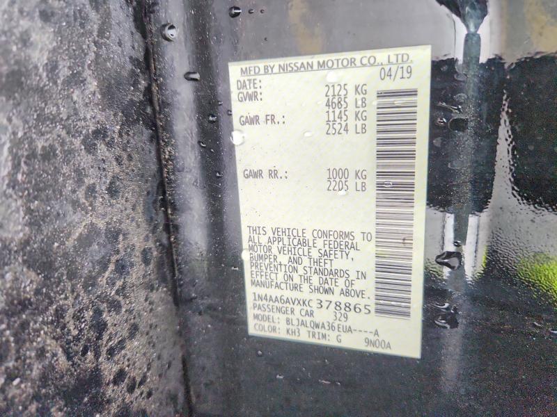 59620656 :رقم المزاد ، 1N4AA6AVXKC378865 vin ، 2019 Nissan Maxima مزاد بيع