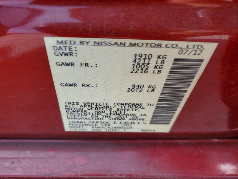 Aukcja sprzedaży 2013 Nissan Altima, vin: 1N4AL3AP5DC116815, numer aukcji: 60587086