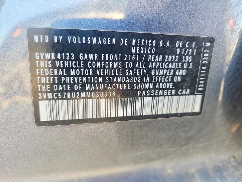 Продажа на аукционе авто 2021 Volkswagen Jetta, vin: 3VWC57BU2MM038336, номер лота: 60040386