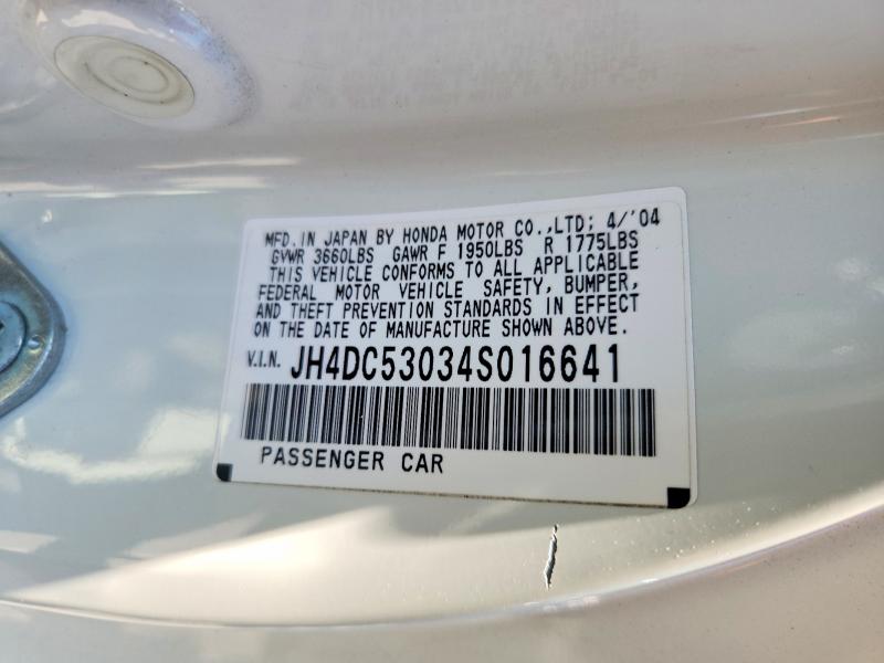 61441506 :رقم المزاد ، JH4DC53034S016641 vin ، 2004 Acura Rsx مزاد بيع