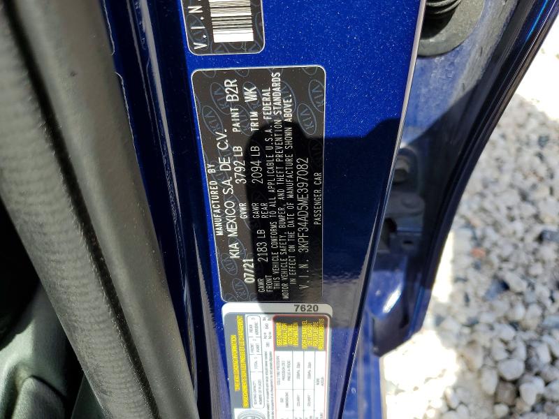 2021 Kia Forte მანქანა იყიდება აუქციონზე, vin: 3KPF34AD5ME397082, აუქციონის ნომერი: 60975166