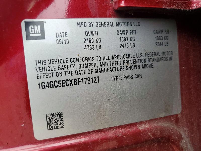2011 Buick Lacrosse მანქანა იყიდება აუქციონზე, vin: 1G4GC5ECXBF178127, აუქციონის ნომერი: 60449806
