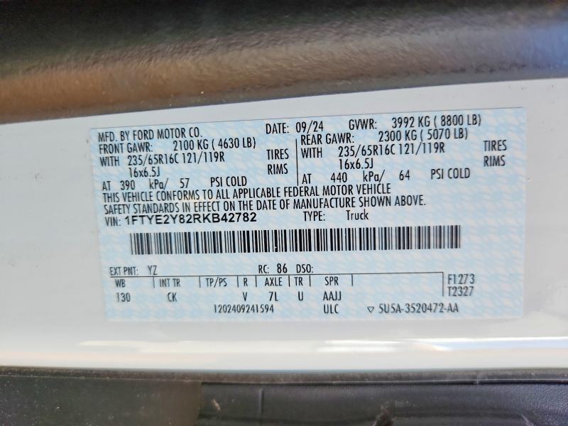 2024 Ford Transit მანქანა იყიდება აუქციონზე, vin: 1FTYE2Y82RKB42782, აუქციონის ნომერი: 62128466