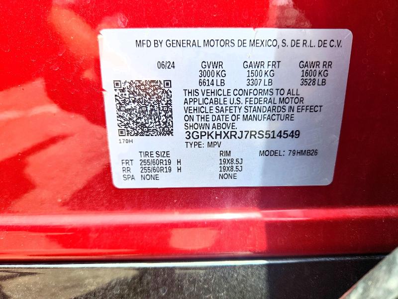 59243066 :رقم المزاد ، 3GPKHXRJ7RS514549 vin ، 2024 Honda Prologue مزاد بيع