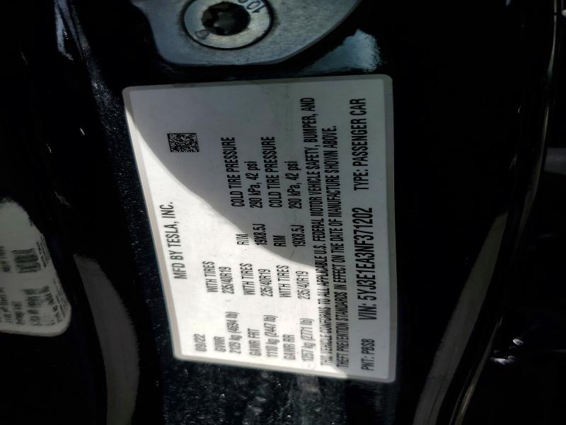 Aukcja sprzedaży 2022 Tesla Model 3, vin: 5YJ3E1EA3NF371202, numer aukcji: 61150626