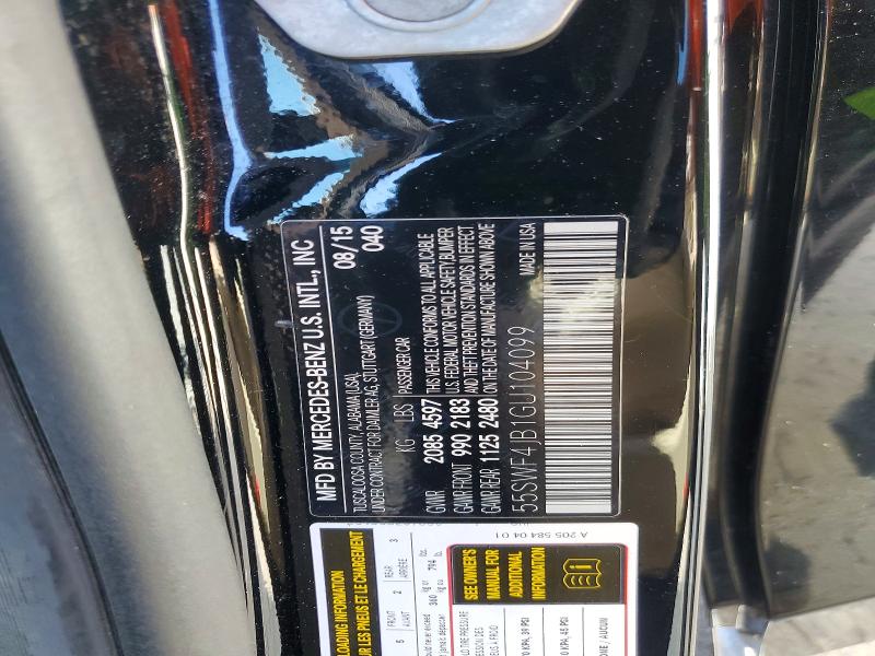 60418456 :رقم المزاد ، 55SWF4JB1GU104099 vin ، 2016 Mercedes-benz C مزاد بيع