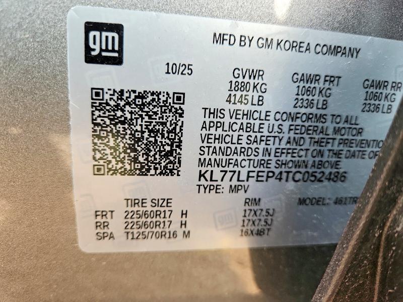 60014106 :رقم المزاد ، KL77LFEP4TC052486 vin ، 2026 Chevrolet Trax مزاد بيع