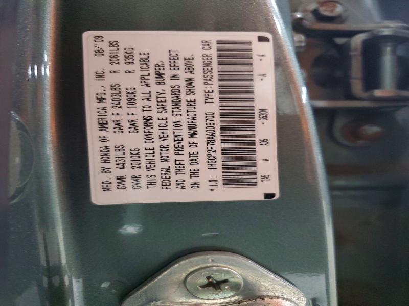 62748216 :رقم المزاد ، 1HGCP2F78AA009700 vin ، 2010 Honda Accord مزاد بيع