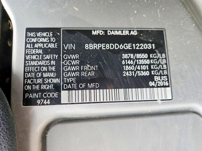 Aukcja sprzedaży 2016 Mercedes-benz Sprinter, vin: 8BRPE8DD6GE122031, numer aukcji: 59576116