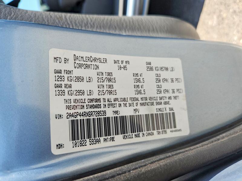 Aukcja sprzedaży 2006 Chrysler Town & Country, vin: 2A4GP44RX6R728539, numer aukcji: 61714956