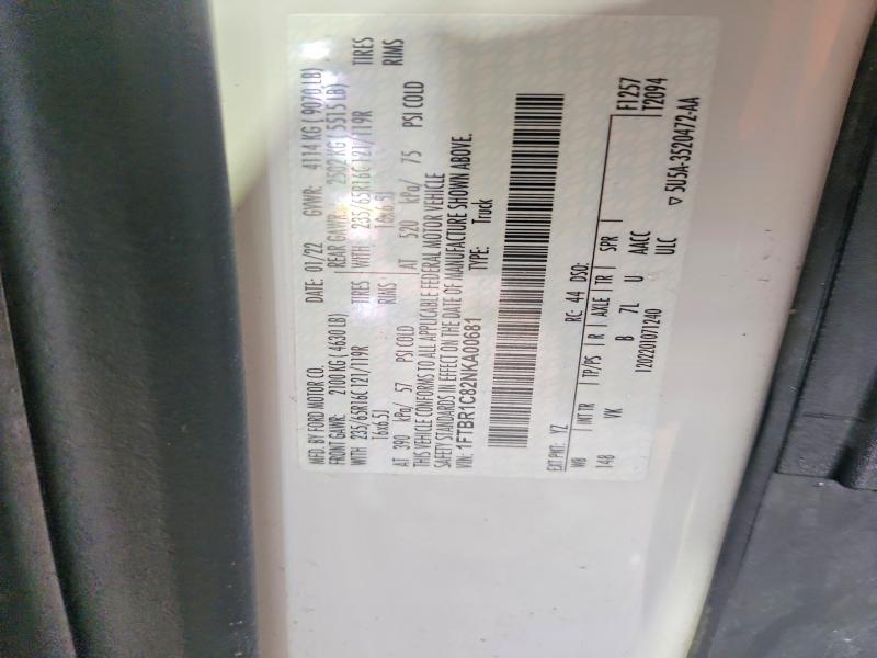 60585746 :رقم المزاد ، 1FTBR1C82NKA00681 vin ، 2022 Ford Transit مزاد بيع