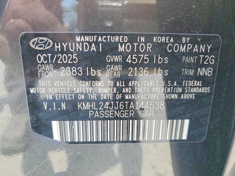 Продажа на аукционе авто 2026 Hyundai Sonata Hybrid, vin: KMHL24JJ6TA144538, номер лота: 85630905