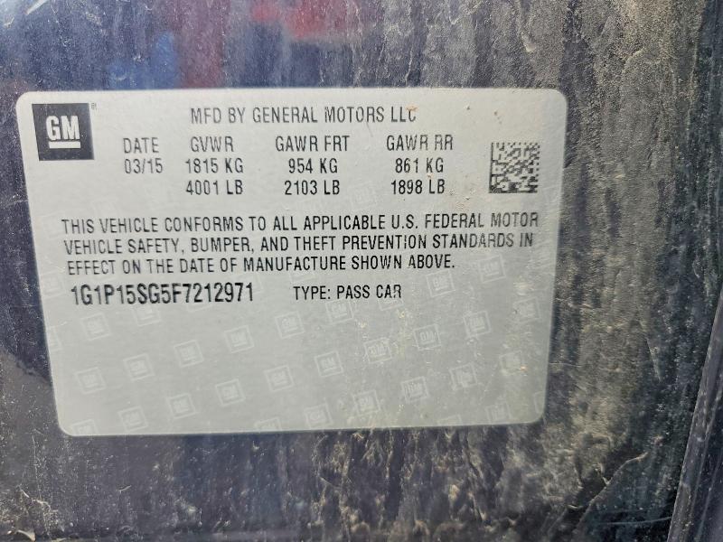 2015 Chevrolet Cruze მანქანა იყიდება აუქციონზე, vin: 1G1P15SG5F7212971, აუქციონის ნომერი: 61755936
