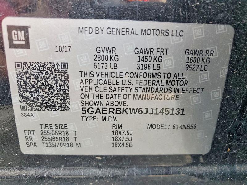 Продаж на аукціоні авто 2018 Buick Enclave, vin: 5GAERBKW6JJ145131, номер лоту: 62311686